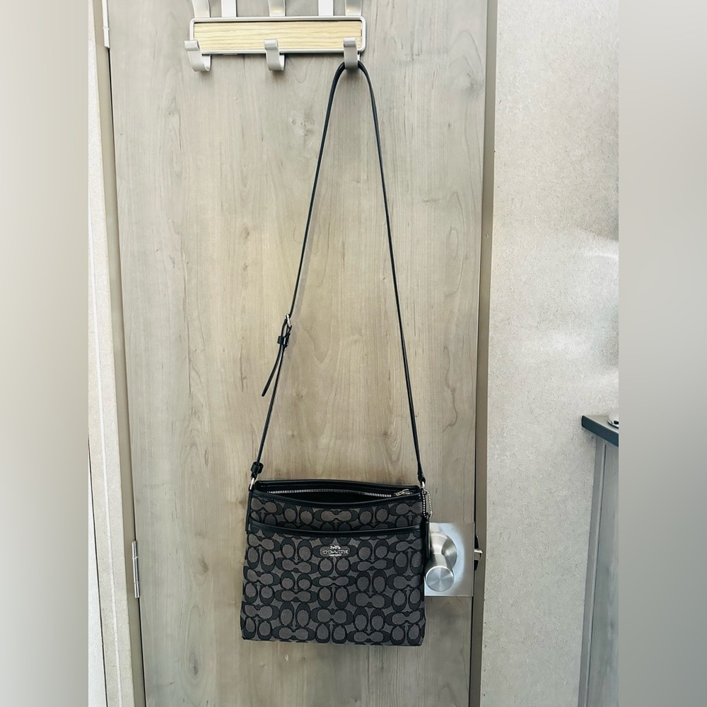 Coach Signature Black and Gray Shoulder Bag